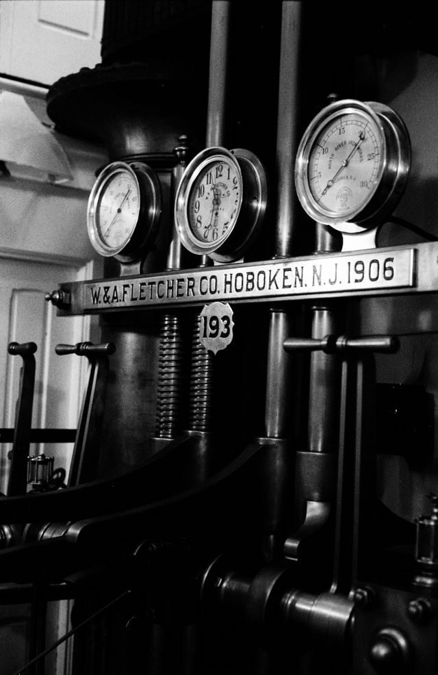 Steam gauges at the steamship Ticonderoga at the Shelburne Museum, Vermont.