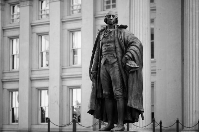 Statue of Albert Gallatin at the Department of the Treasury.