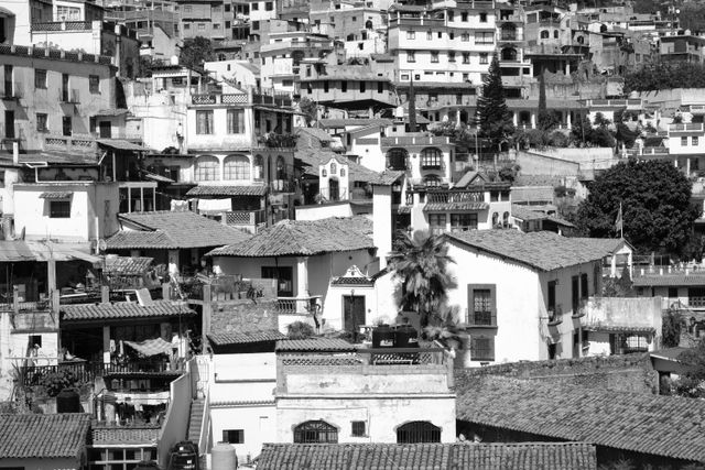 Close up of houses in Taxco, Mexico.