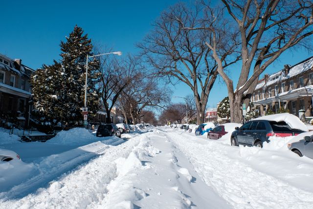 Kentucky Avenue in Capitol Hill, completely covered in snow.