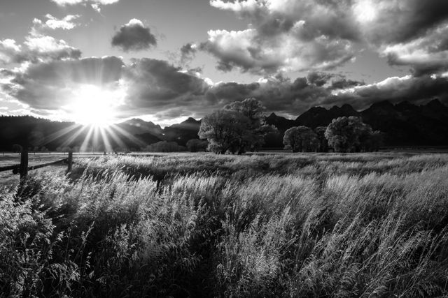 Sunset at Antelope Flats, near Mormon Row, in Grand Teton National Park.