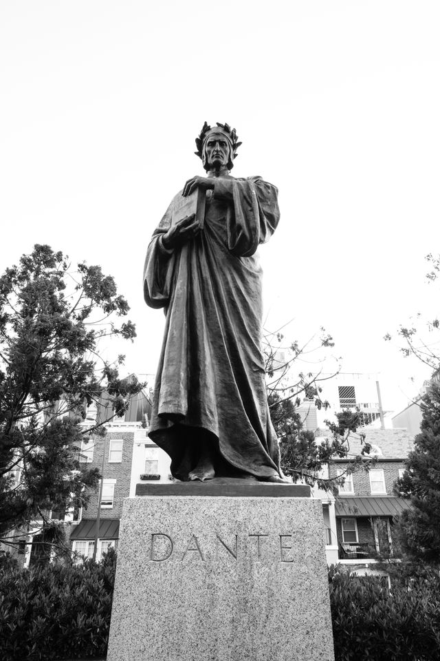 The statue of Dante Alighieri at Meridian Hill Park in Washington, DC.