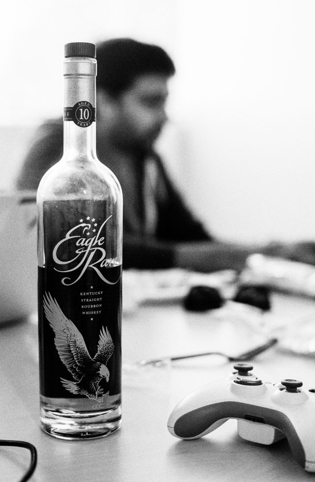 A bottle of Eagle Rare bourbon.