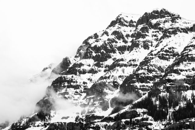 Barronette Peak, shrouded in fog.