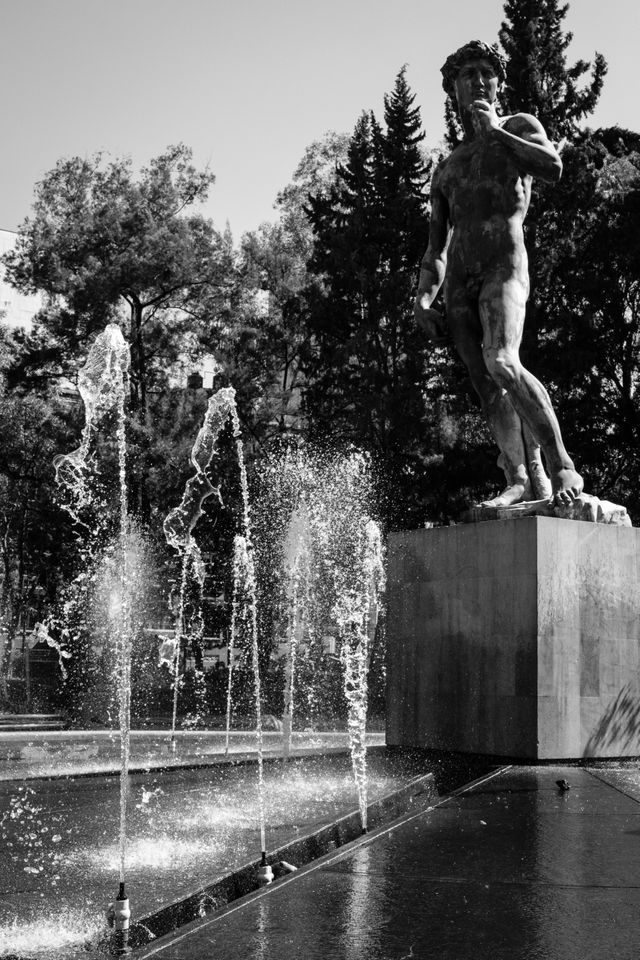 A replica of the Michelangelo's David at Plaza Río de Janeiro in Mexico City.