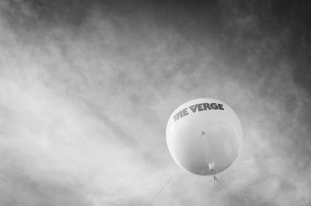 A balloon with the logo of The Verge.