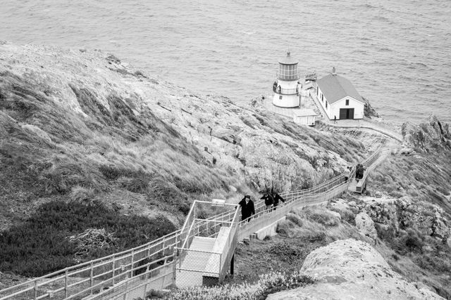 The stairs going down to the Point Reyes Lighthouse.