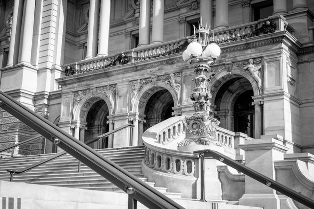 The entrance to the Library of Congress in Washington, DC.