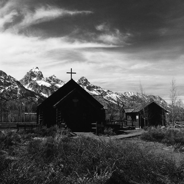 The Chapel of the Transfiguration, with the Tetons in the background.