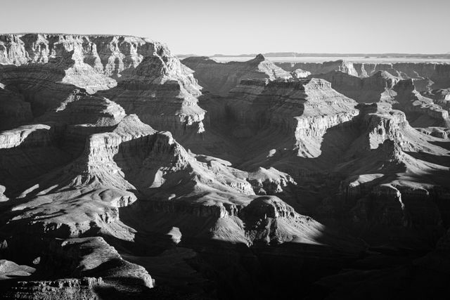 The North Rim of the Grand Canyon, in early morning, seen from Grandview Point.