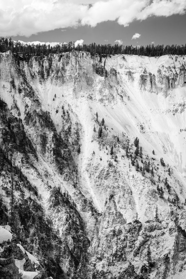 The rocky walls of the Grand Canyon of the Yellowstone.