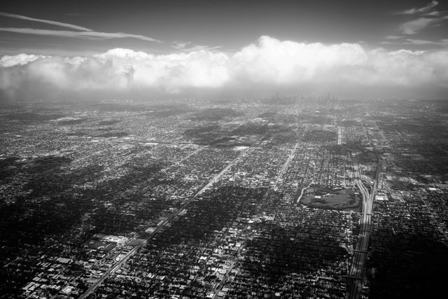 Aerial view of Chicago, shortly after takeoff from O'Hare.