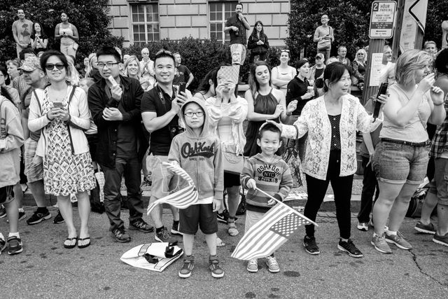 Spectators along the Independence Day Parade route.