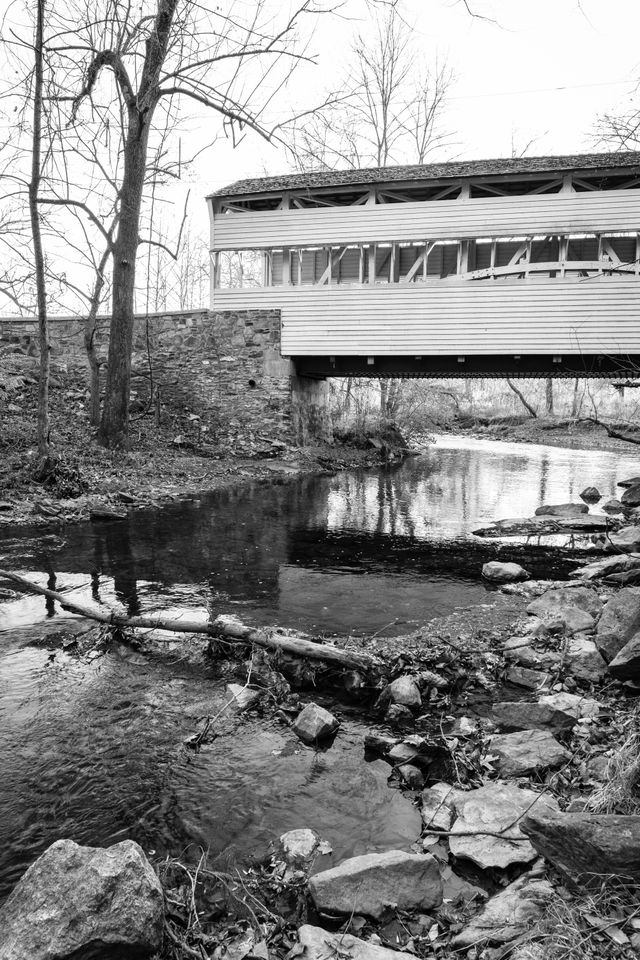 The ca. 1865 covered bridge over Valley Creek, at Valley Forge.