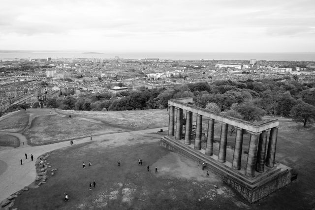 The Scottish National Monument, from the top of the Nelson Monument on Calton Hill.