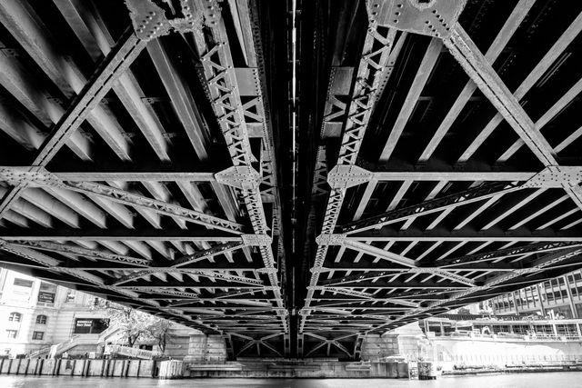 The underside of the Michigan Avenue Bridge in Chicago.