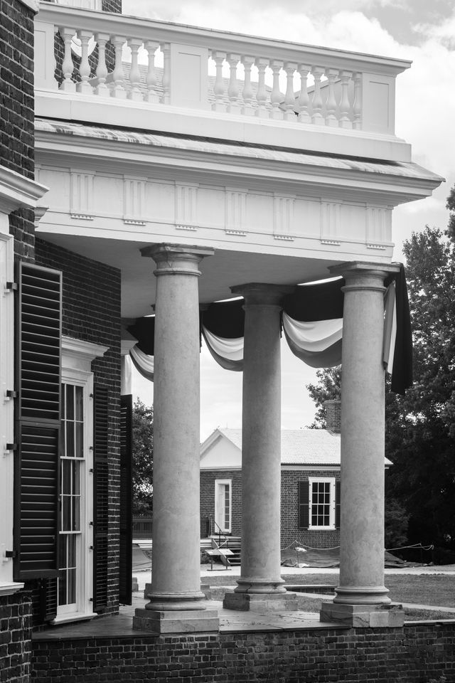 Columns on the back portico of Thomas Jefferson's Monticello, in Virginia.