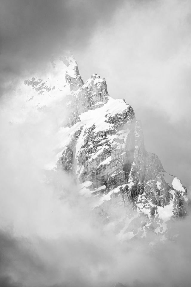 Mount Owen, seen through parting clouds.