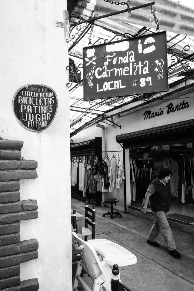 The sign outside Fonda Carmelita, in La Ciudadela, Mexico City.