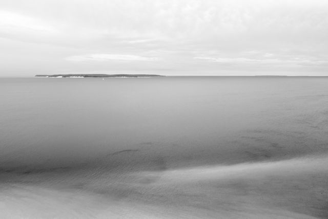 Lake Michigan and North Manitou Island, seen from Pyramid Point.