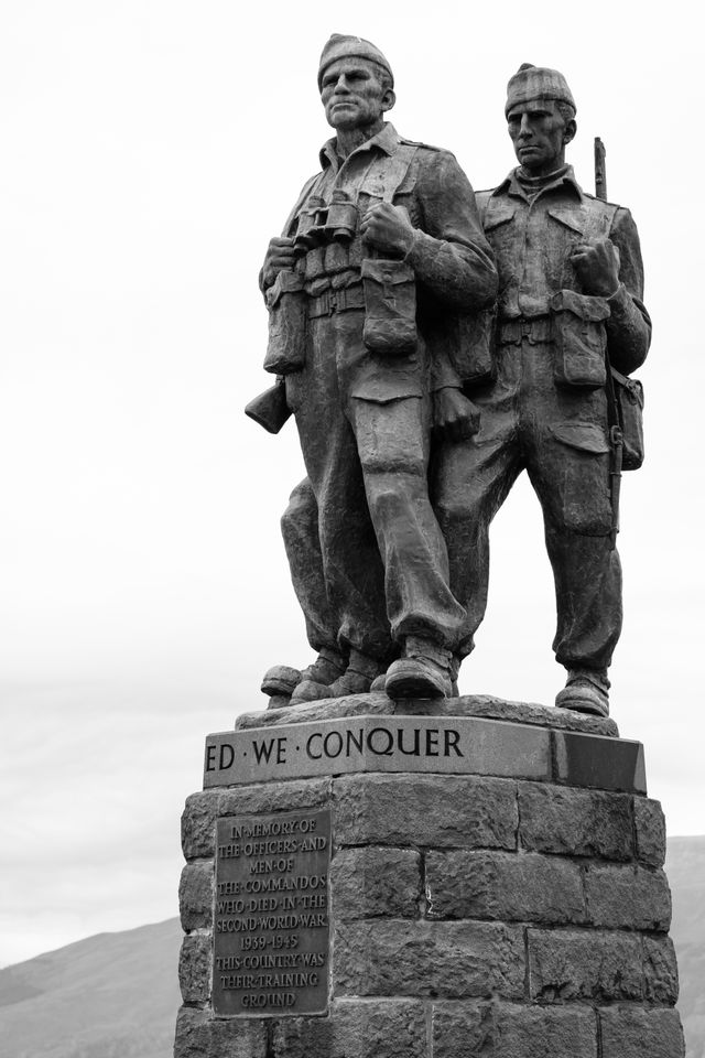 The statue at the Commando Memorial in Scotland.