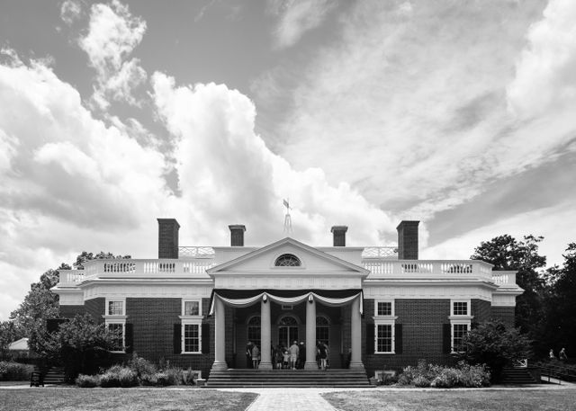 The front facade of Thomas Jefferson's Monticello, in Virginia.