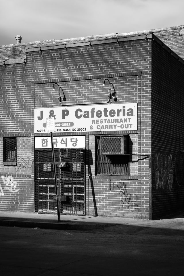 J & P Cafeteria, a Korean restaurant close to Union Market in Washington, DC.