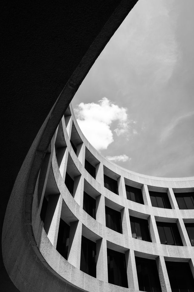 The interior facade of the Hirshhorn Museum in Washington, DC.