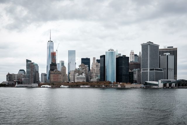 The skyline of downtown Manhattan, from the Staten Island Ferry.