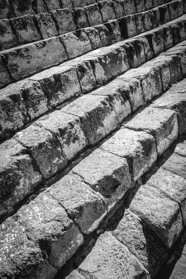 The steps on the Pyramid of the Sun in Teotihuacán.