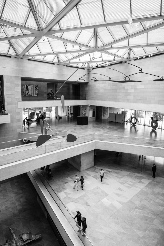 The interior of the East Building of the National Gallery of Art in DC.