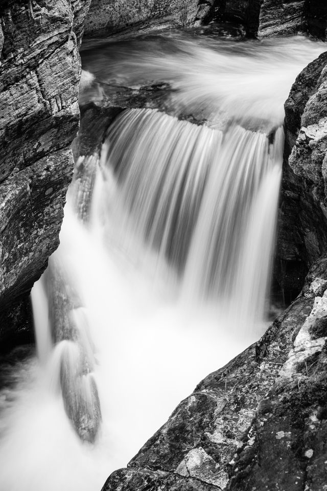 Baring Creek crashing over a log at Sunrift Gorge.