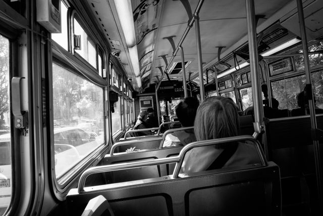 Inside view of a Muni bus.