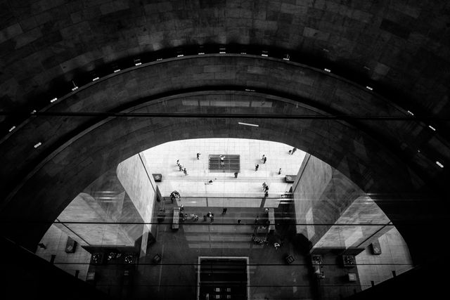 View down the elevator of the Monumento a la Revolución in Mexico City.