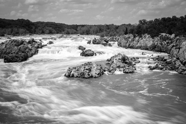 Long exposure photo of Great Falls, from the Virginia side.