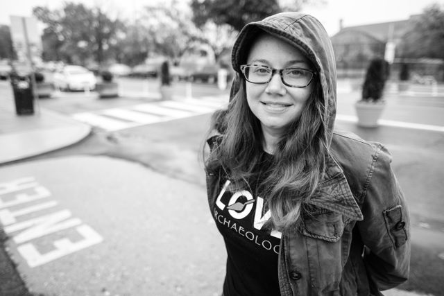 Kate, standing in the rain in front of Union Market.