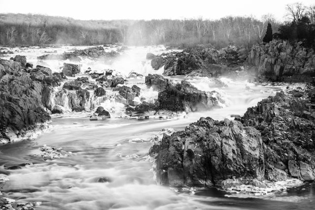 Great Falls in the winter, from the second overlook of the Virginia side.