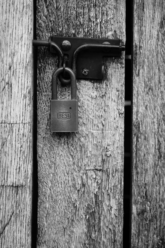 A lock on the door of Fort Necessity.