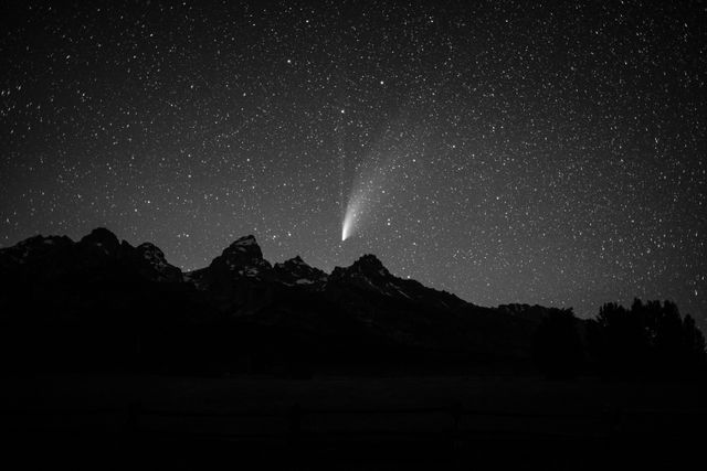 Comet NEOWISE over the Teton range in Grand Teton National Park.