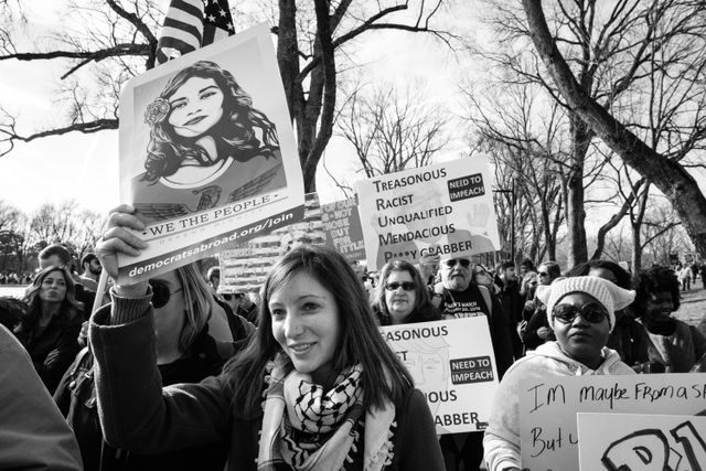 People marching at the Women's March in Washington, DC.