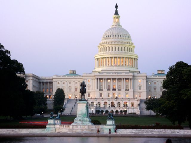 West front of the United States Capitol, and the U.S. Grant Memorial, in Washington, DC.