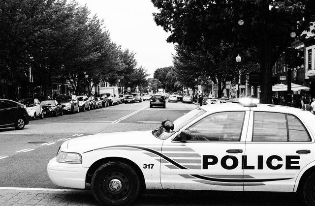 A squad car of the DC Metropolitan Police at Barracks Row in Capitol Hill.