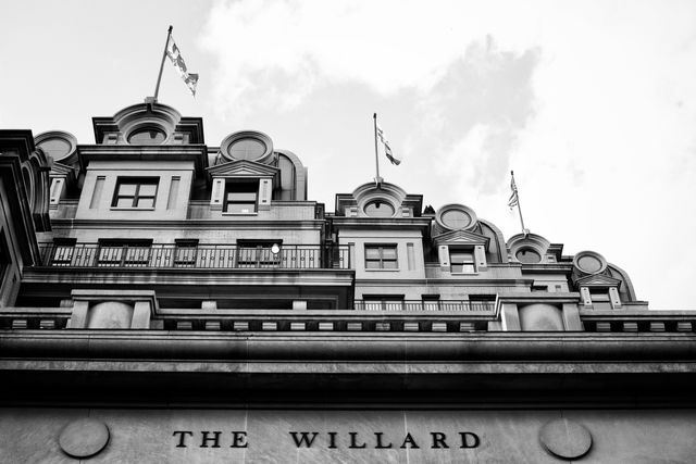 The facade of the Willard hotel.