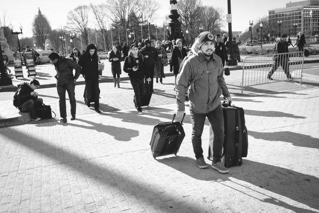 Travelers arriving at Union Station.