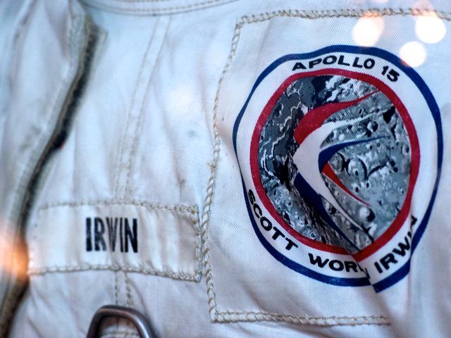 Close-up of James Irwin’s Apollo 15 A7LB spacesuit.