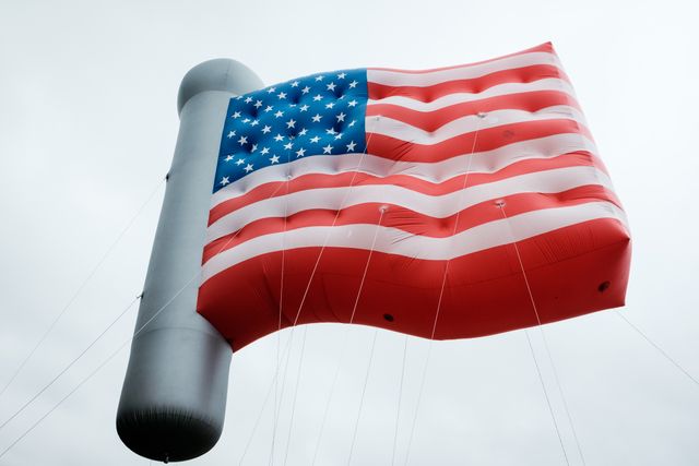 An enormous inflatable American flag.