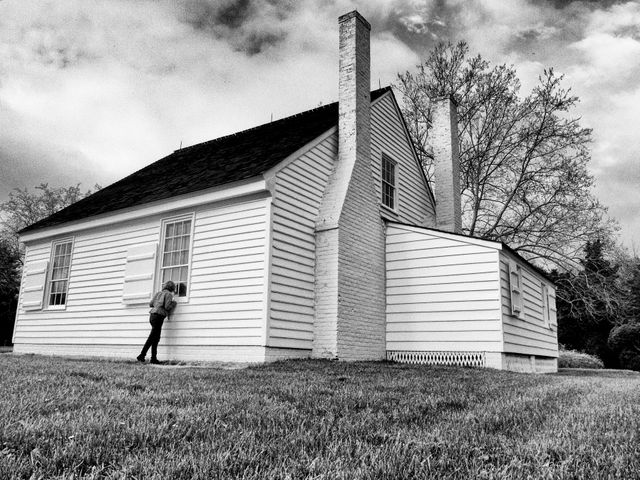 Kate, checking out the room where Stonewall Jackson died, at the Stonewall Jackson Shrine in Virginia.