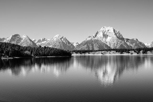 Mount Moran, reflected off the waters of Jackson Lake at Grand Teton National Park.