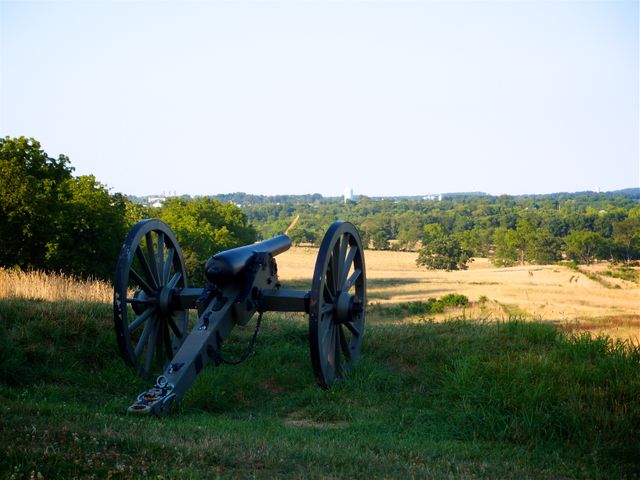 An artillery piece overlooking Cemetery Hill in Gettysburg, PA.