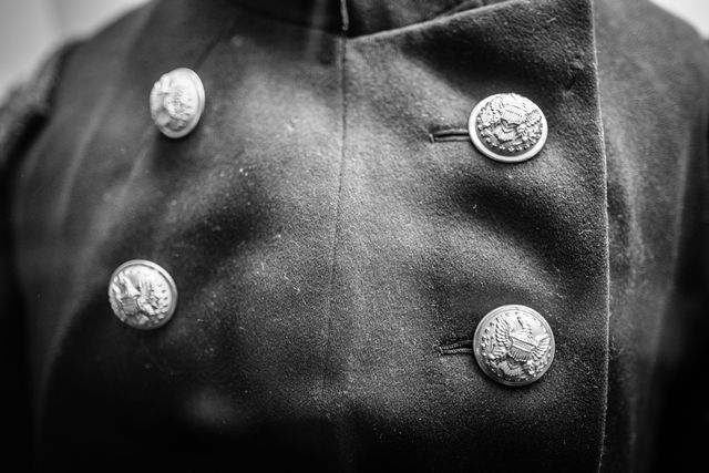 Union frock coat of the 14th New Jersey Volunteers, in an exhibit at the visitor’s center of Monocacy National Battlefield.